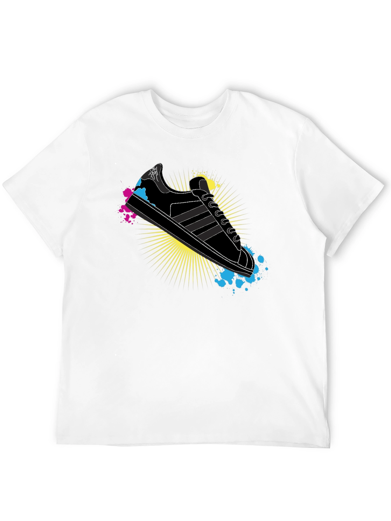 Black Stylish Graphic Print T-Shirt - Retro Sneaker Design view 12