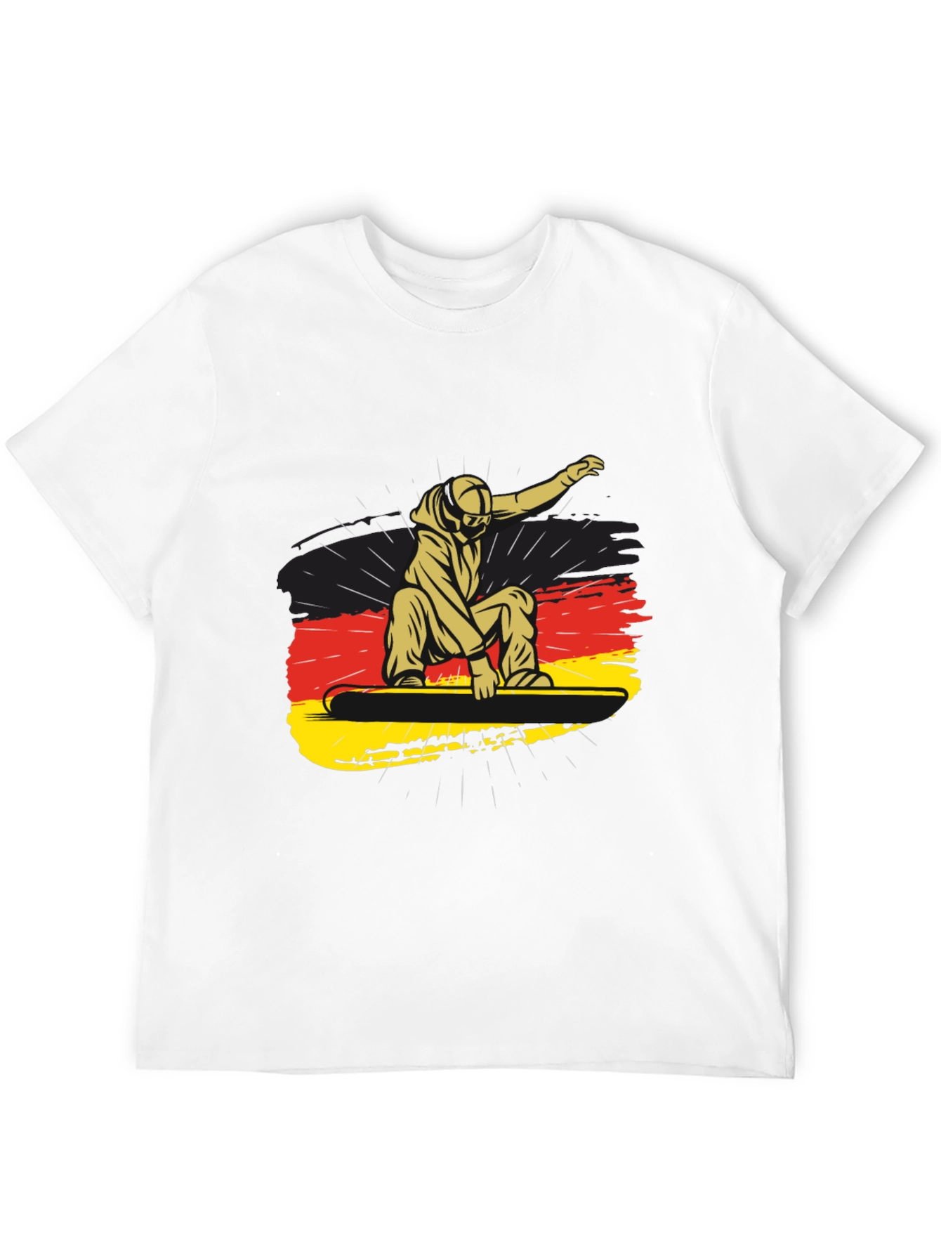 Snowboarder Germany Flag Black Graphic Tee - 12