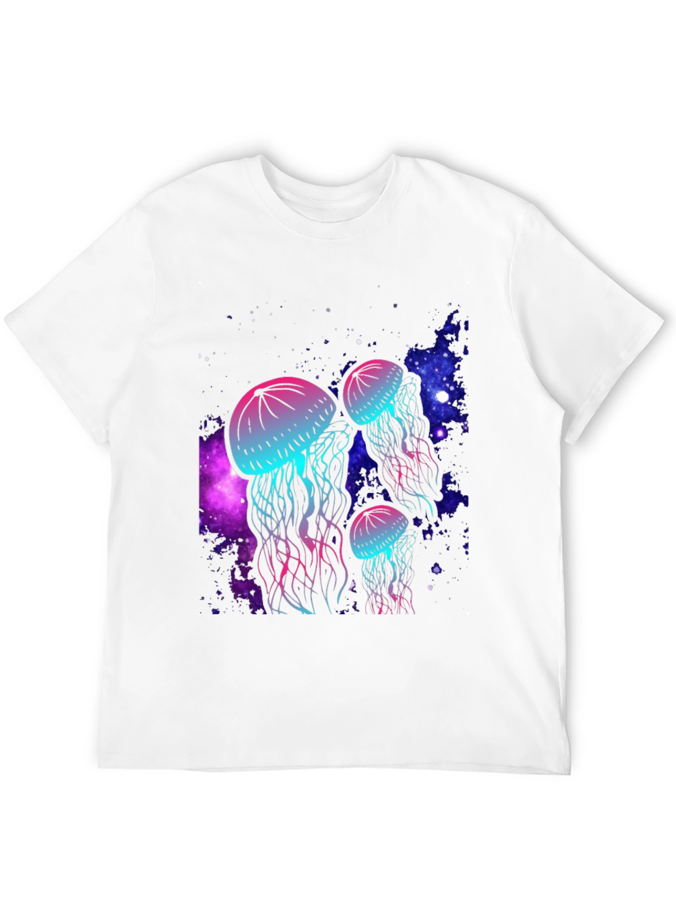 Black Neon Jellyfish Galaxy T-Shirt view 12