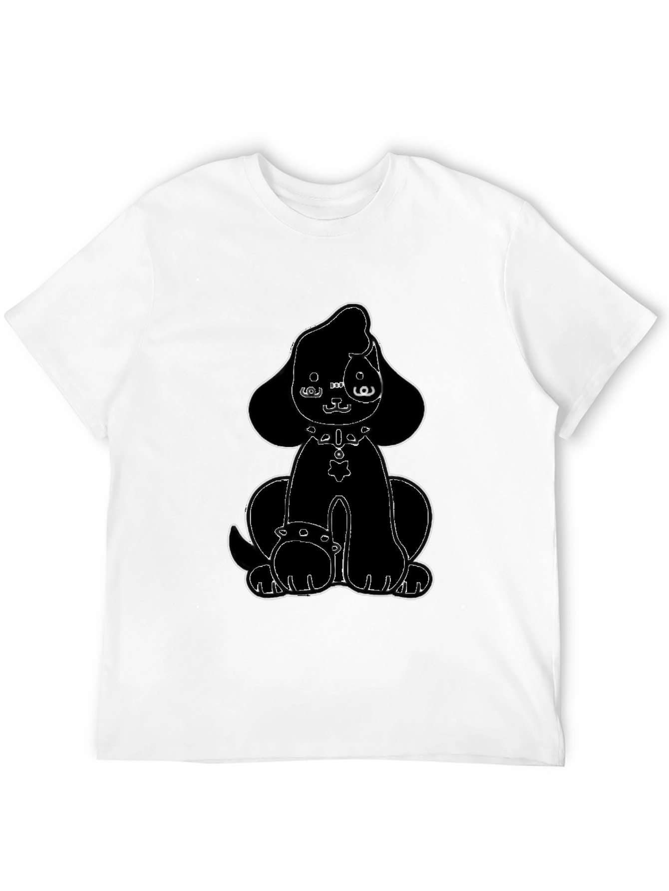 Black Cute Cartoon Dog Graphic Tee - Black view 12