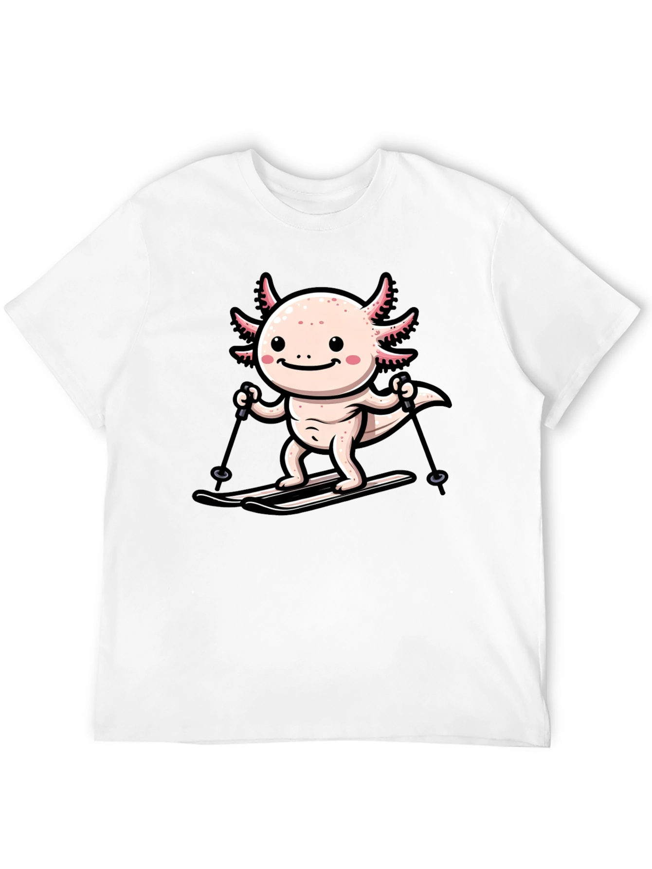 Black Axolotl Skiing Graphic Tee - Black view 12