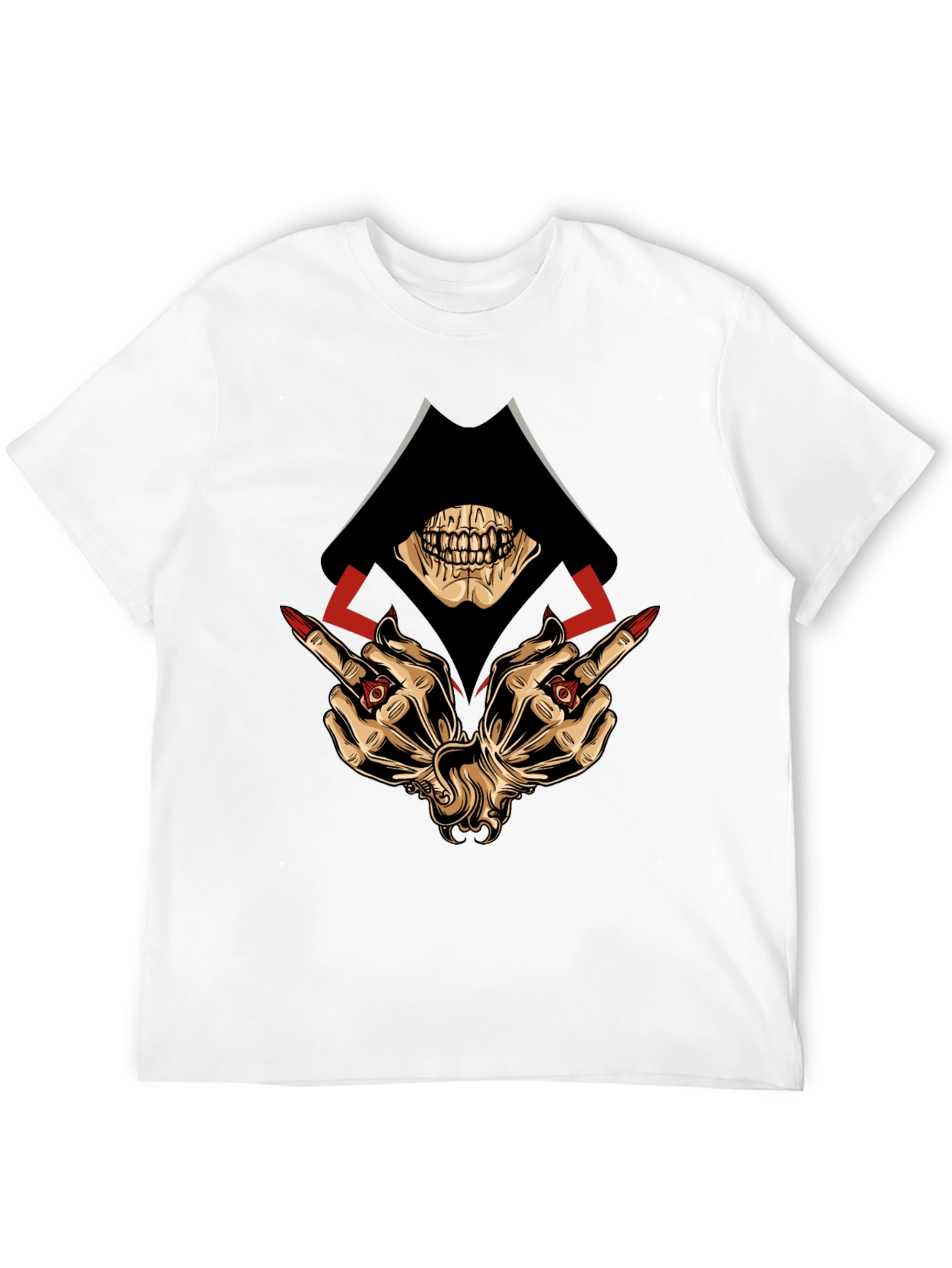 Black Grim Reaper Middle Finger Graphic T-Shirt view 12