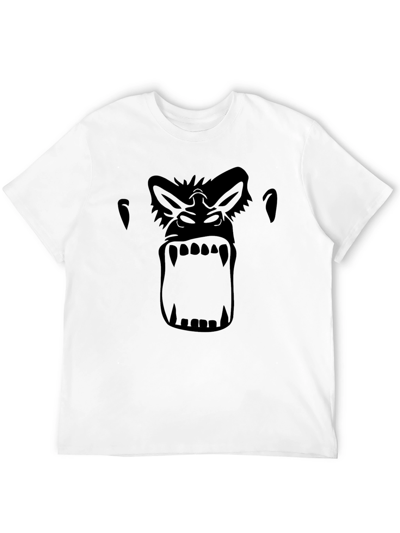 Black Gorilla Face Graphic Tee - Black Crew Neck T-Shirt view 12
