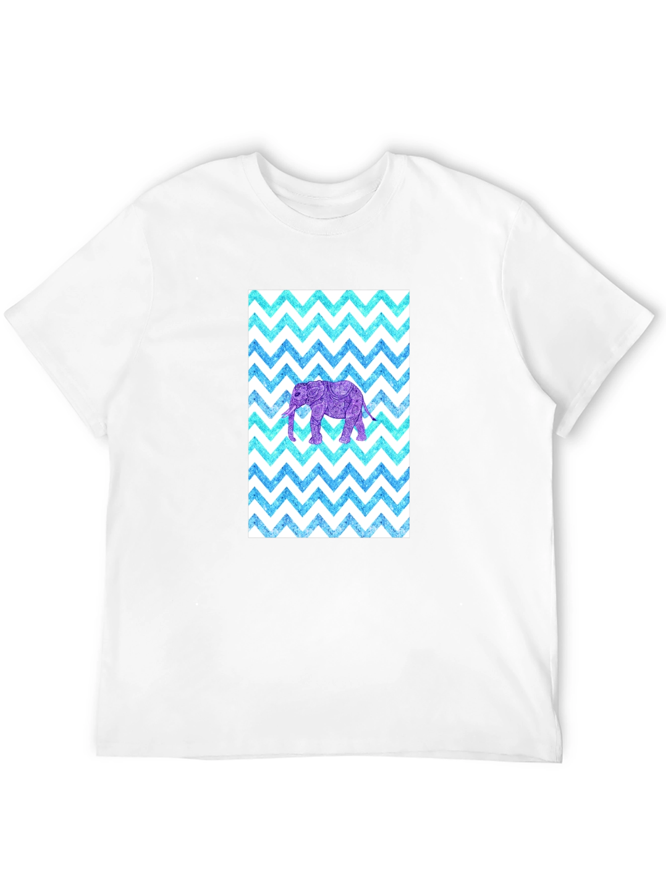 Black Elephant Zigzag Pattern T-Shirt view 12