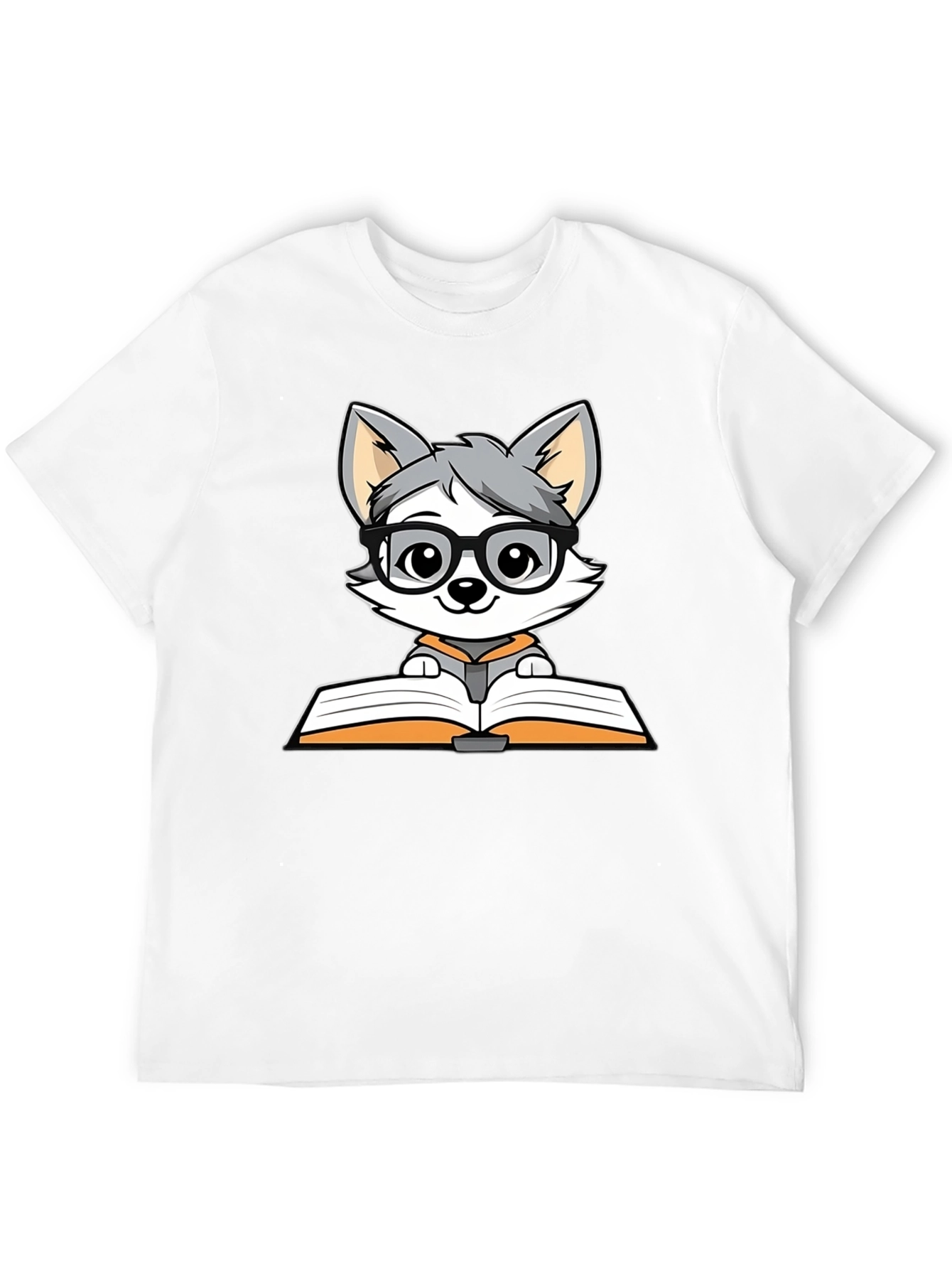 Bookworm Wolf T-Shirt - Cute Cartoon Design - 12