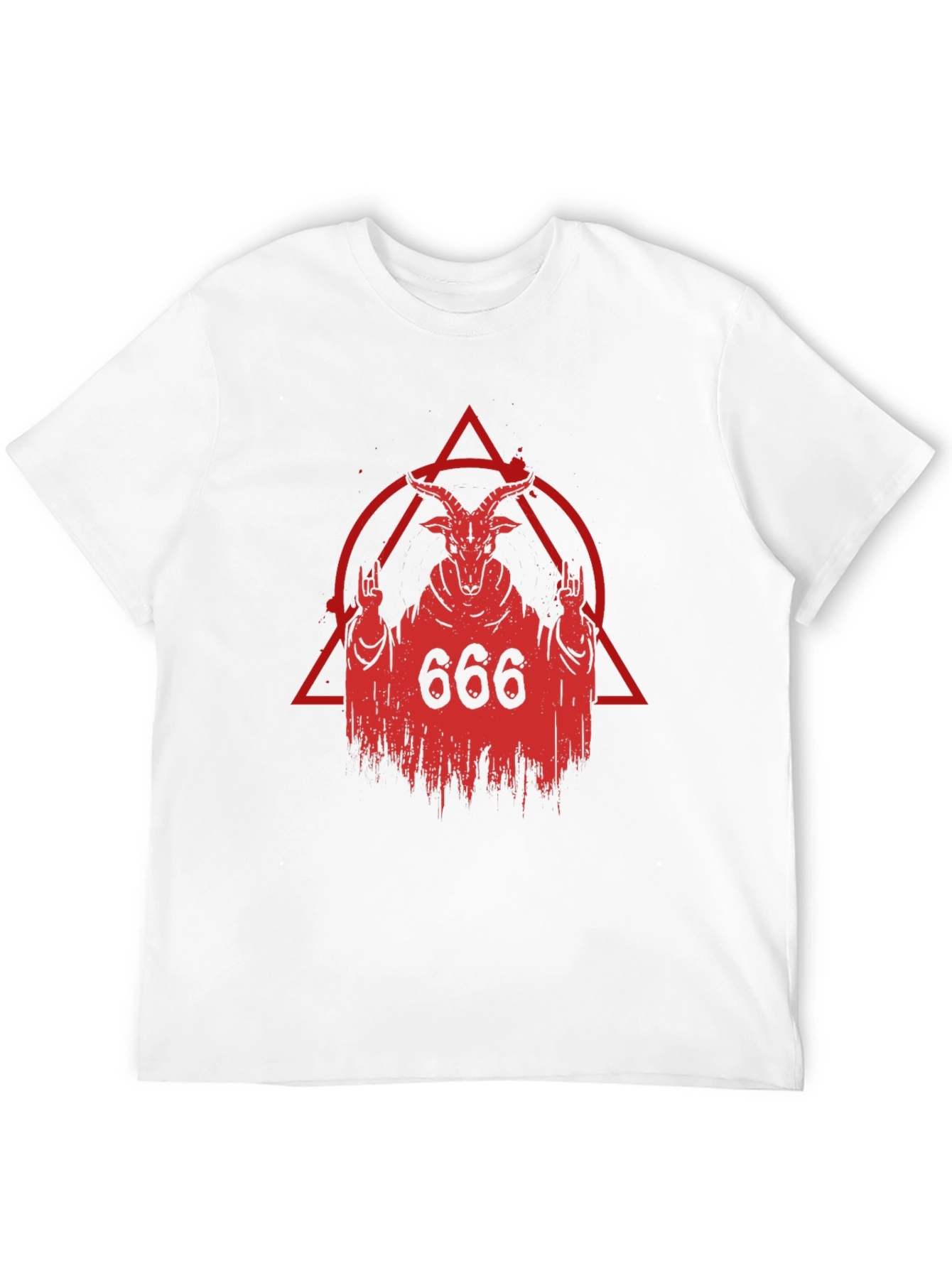 Black Occult Goat Head Graphic Print T-Shirt view 12