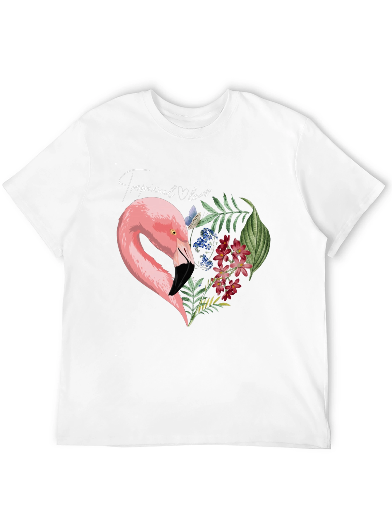 Black Tropical Flamingo Heart Graphic Tee - Black view 12