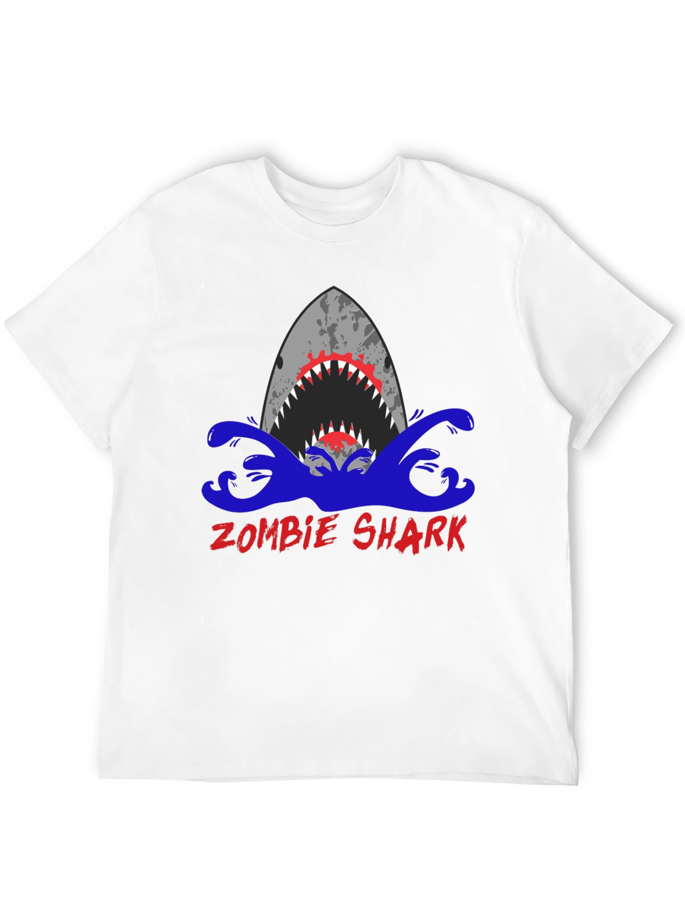 Black Zombie Shark Graphic Tee - Men's Black T-Shirt view 12