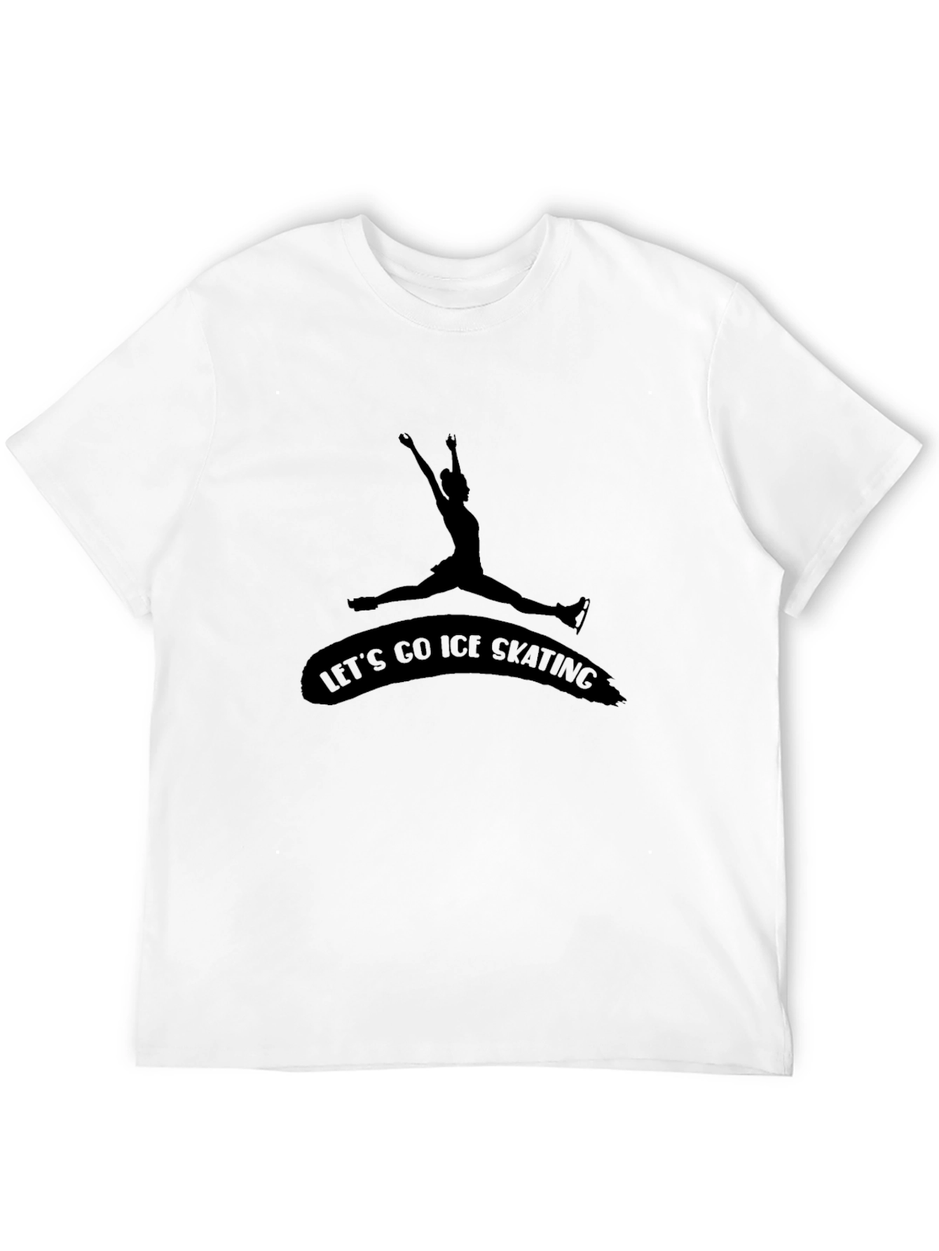 Black Ice Skating Graphic Tee - Black Cotton T-Shirt view 12