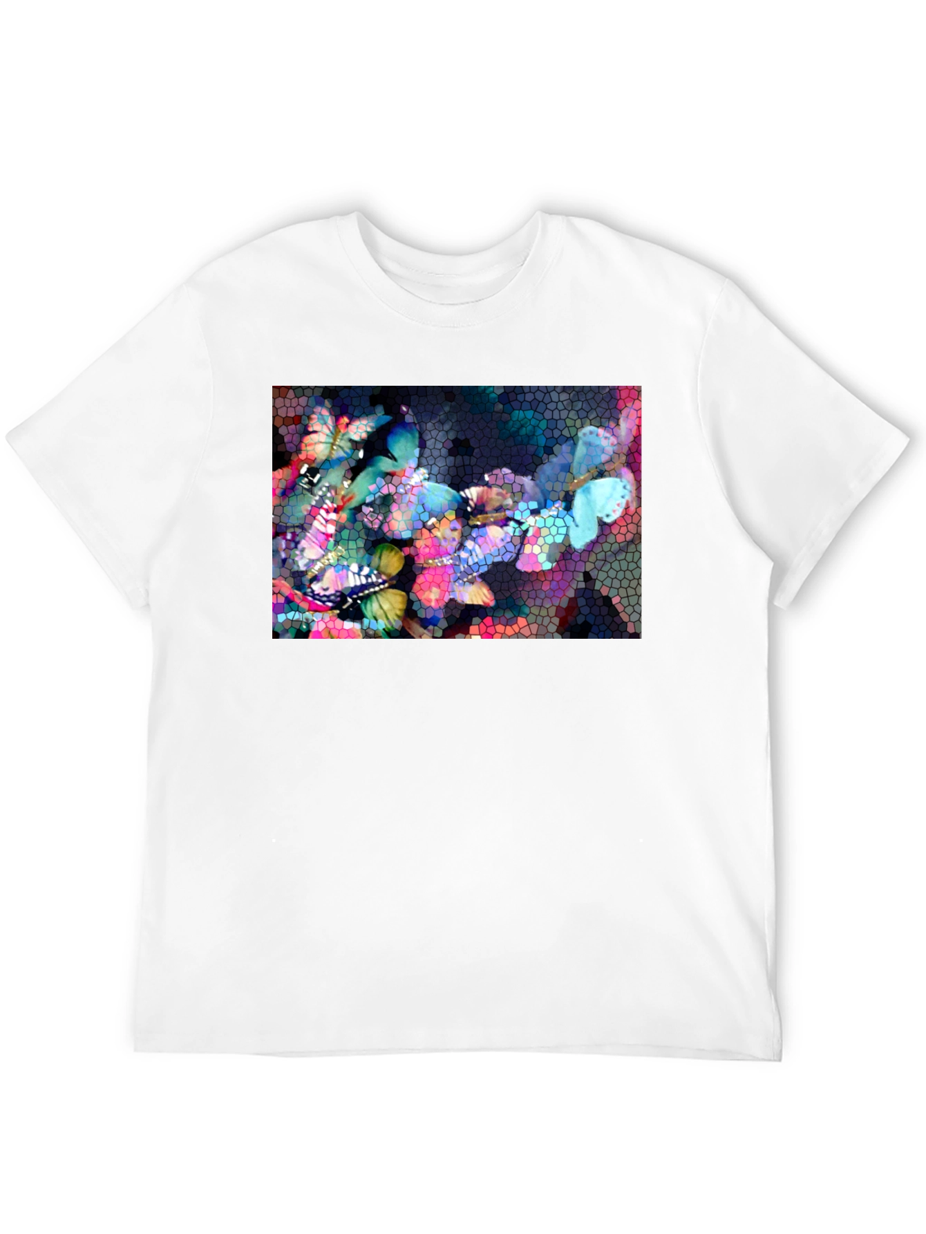 Black Butterfly Mosaic Graphic Tee - Stylish Black T-Shirt view 12