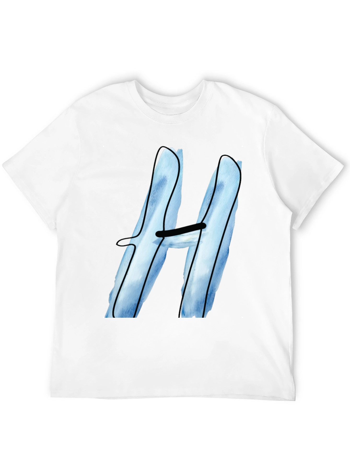 Black Cool Blue H Graphic Tee - Black Cotton Blend view 12