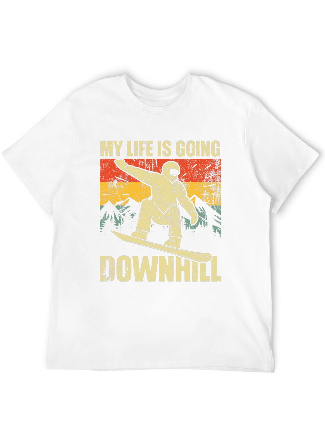 Black My Life is Going Downhill Snowboarder T-Shirt view 12
