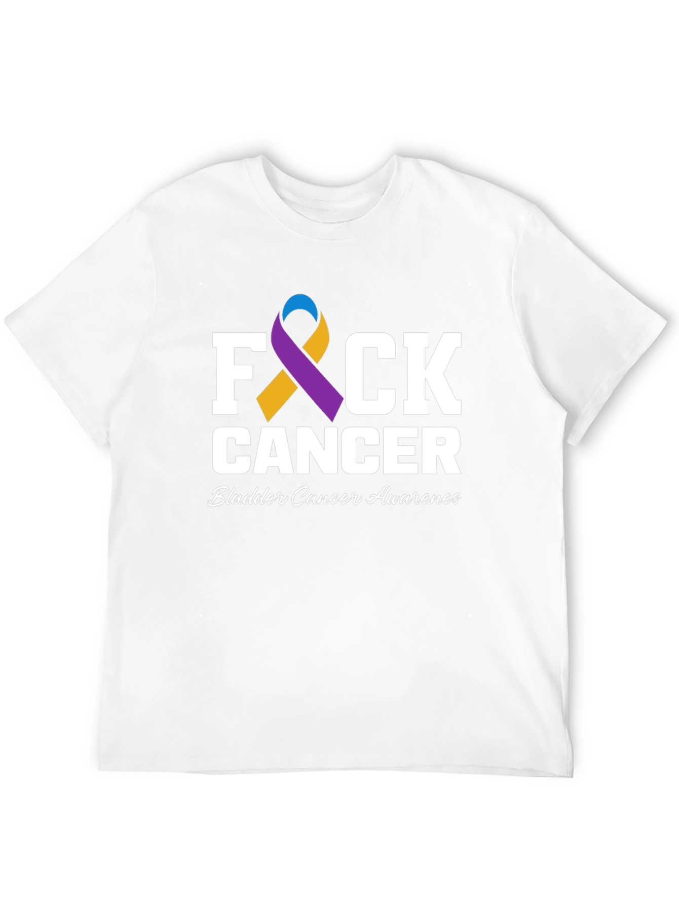 Black F Cancer Bladder Cancer Awareness T-Shirt view 12