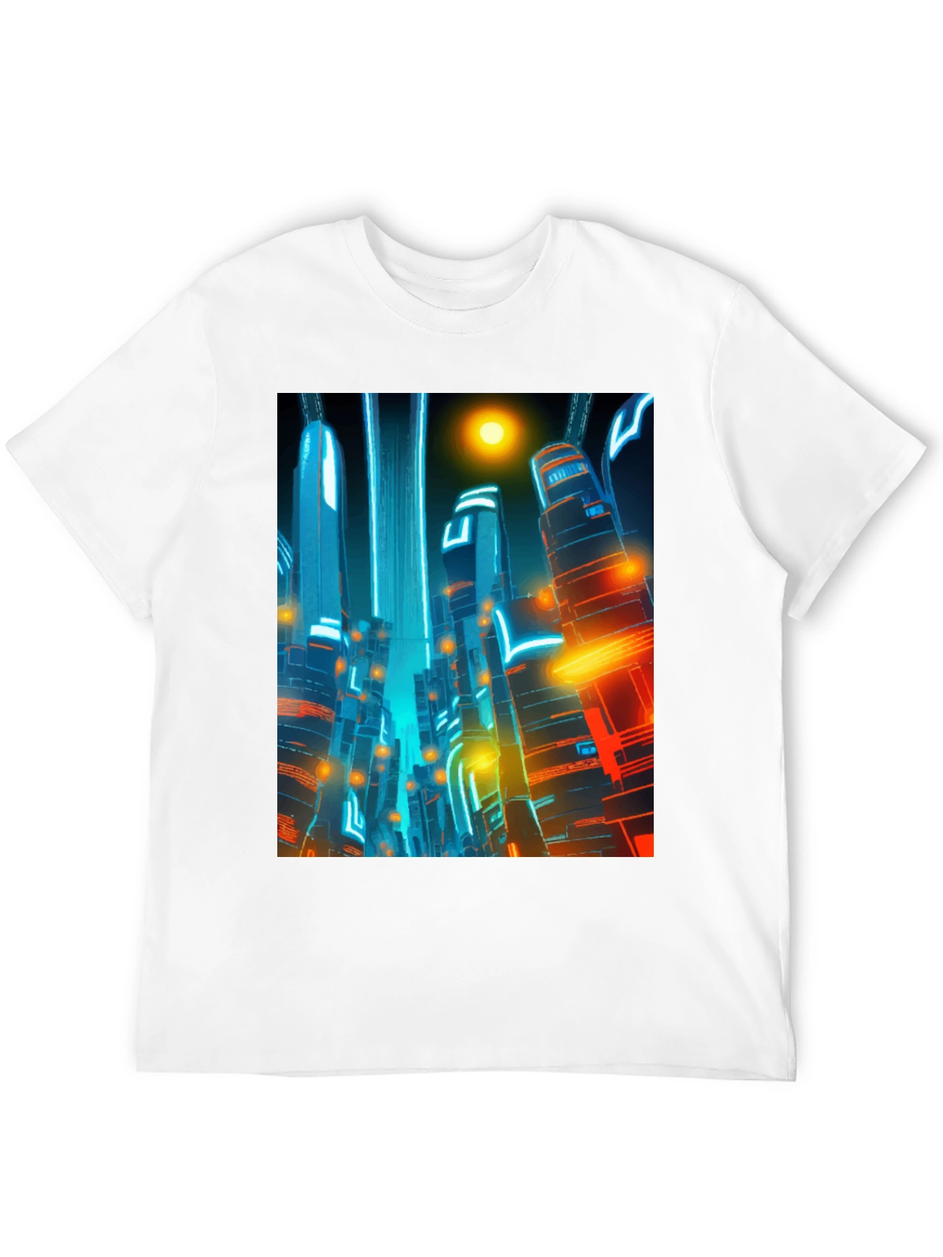 Black Futuristic Cityscape Graphic Tee - Cyberpunk Style Shirt view 12