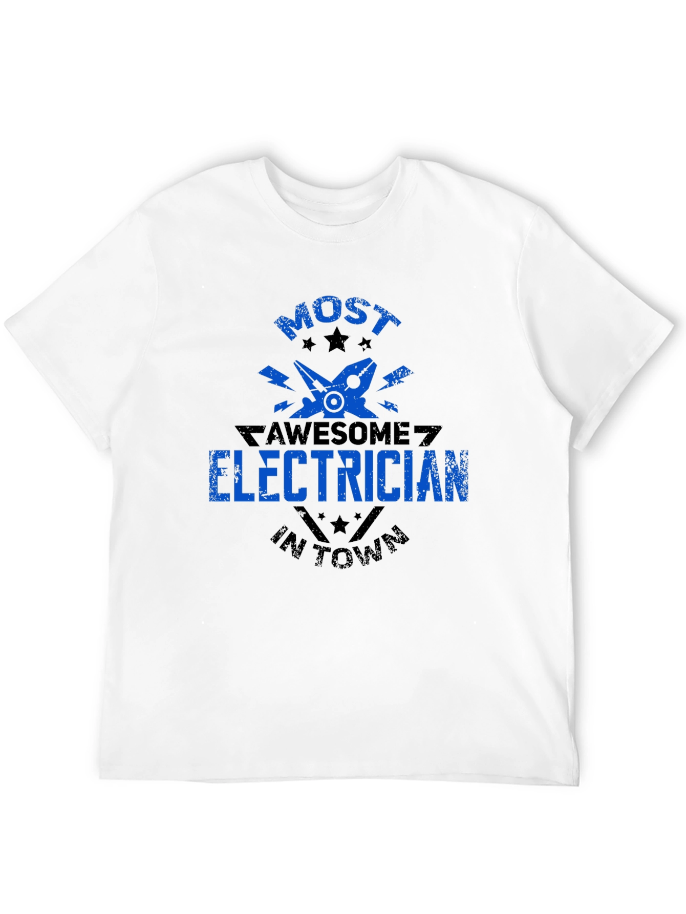 Black Awesome Electrician T-Shirt - Black Crew Neck view 12