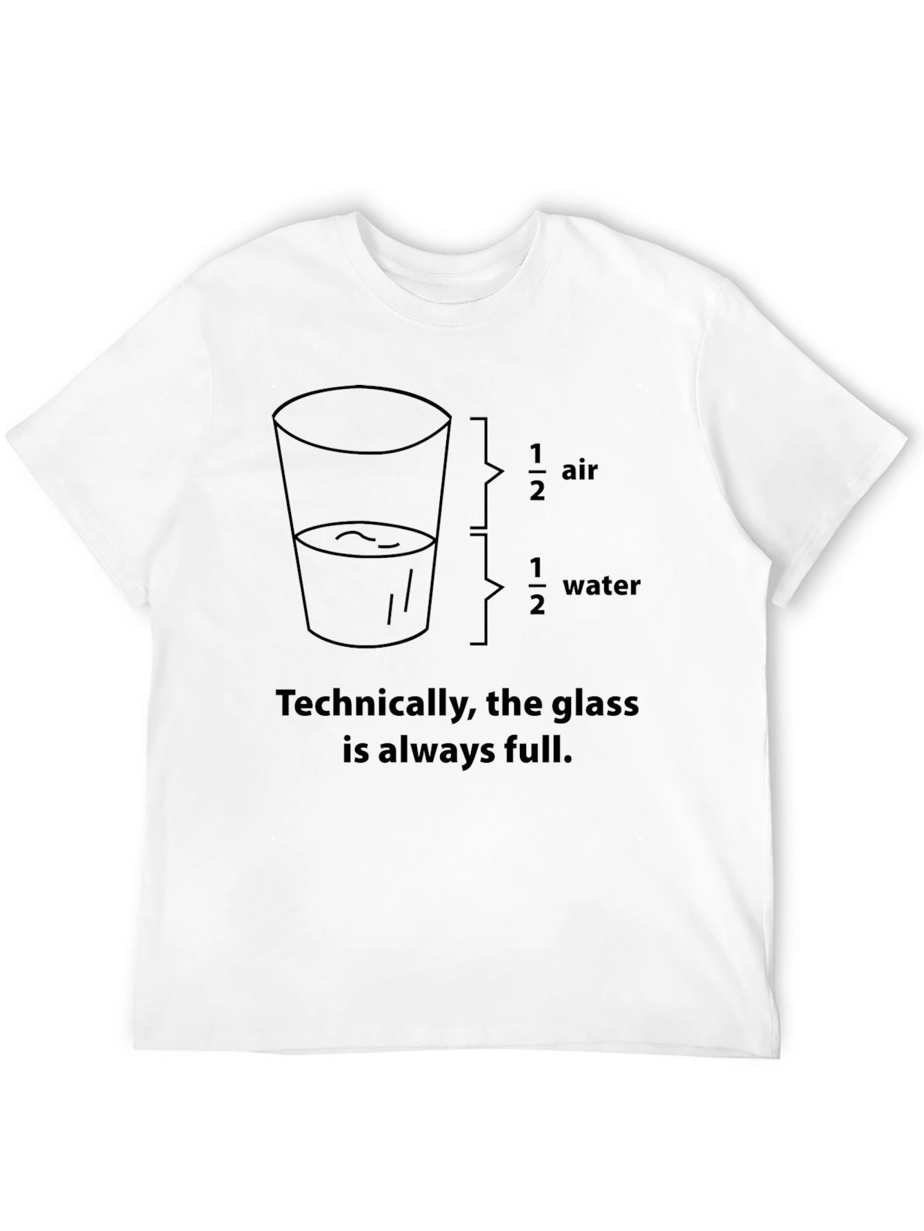 Black Funny "Glass is Always Full" Graphic T-Shirt view 12