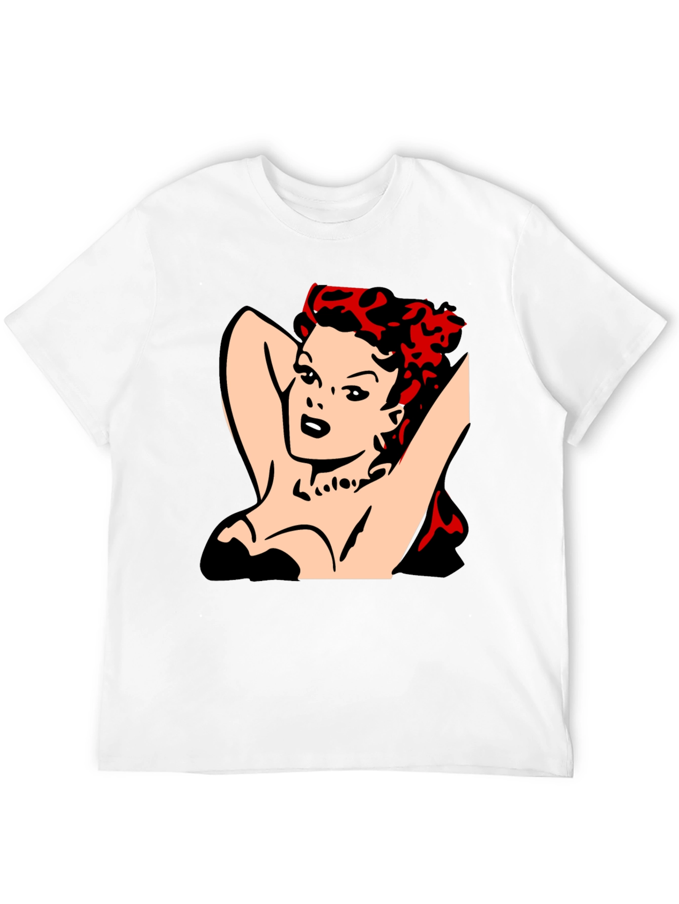 Black Retro Pin-Up Girl Graphic T-Shirt - Black view 12