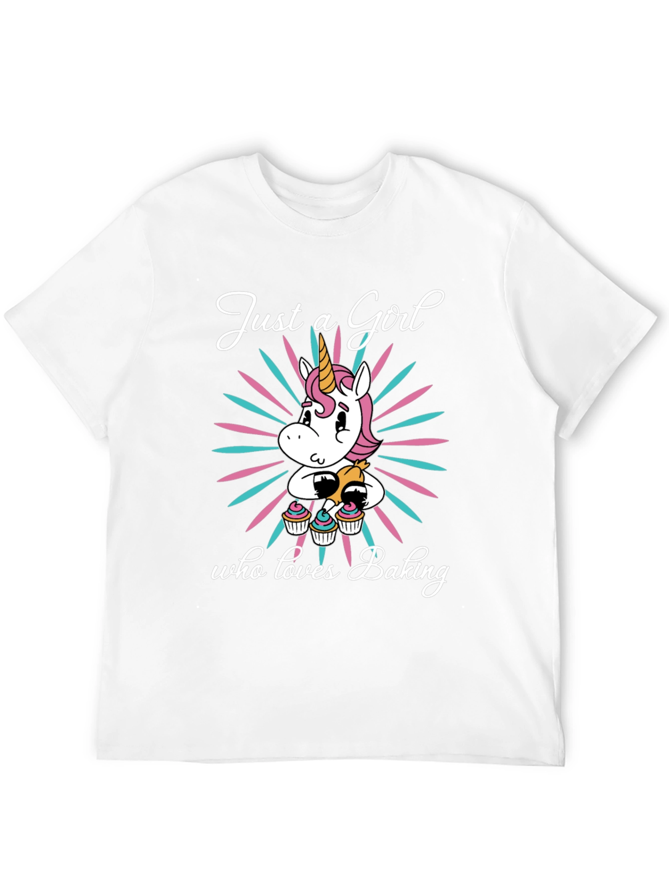 Black Just a Girl Who Loves Baking T-Shirt Unicorn Cupcakes view 12