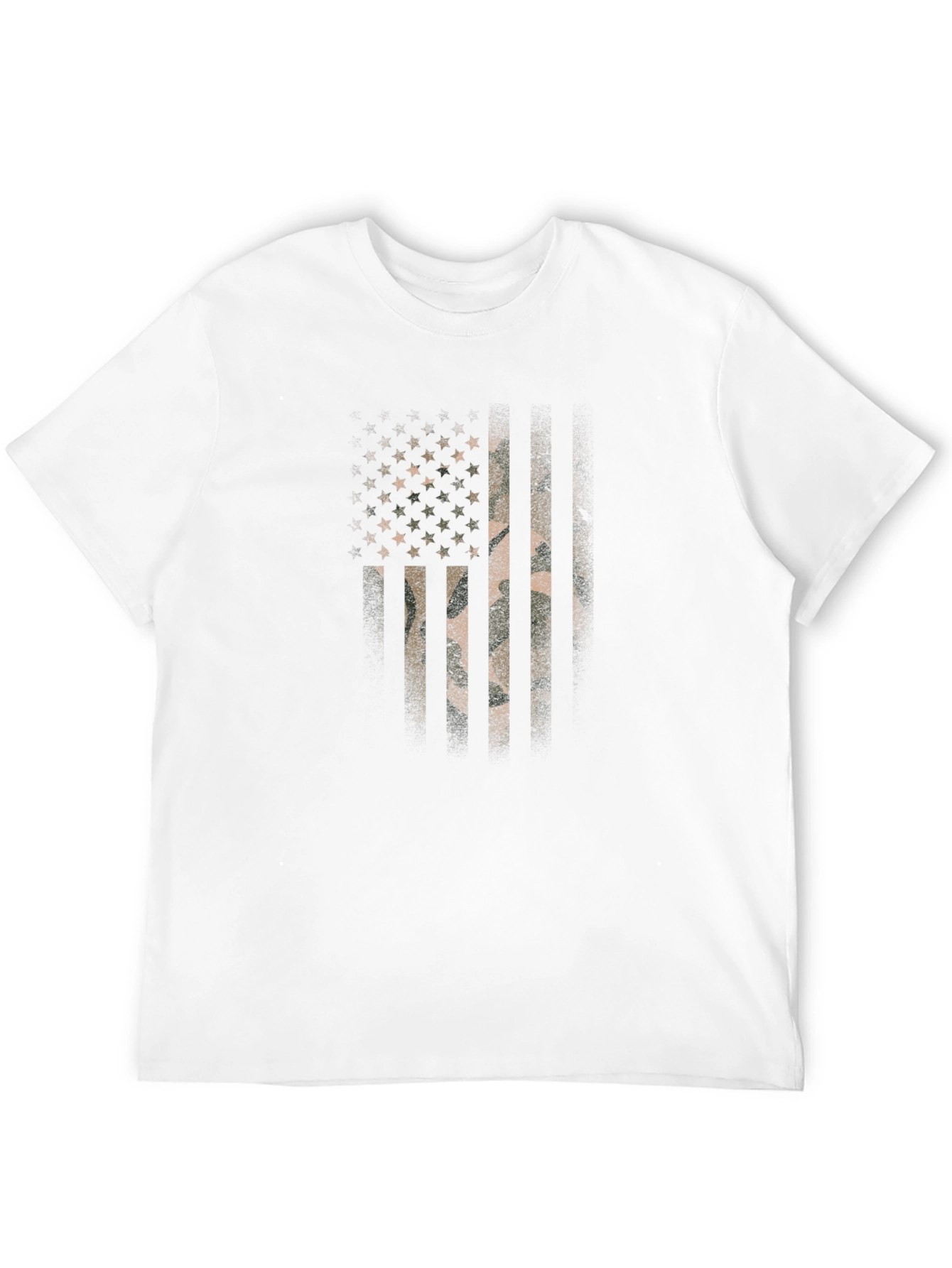 Black Camo American Flag Graphic Print T-Shirt view 12