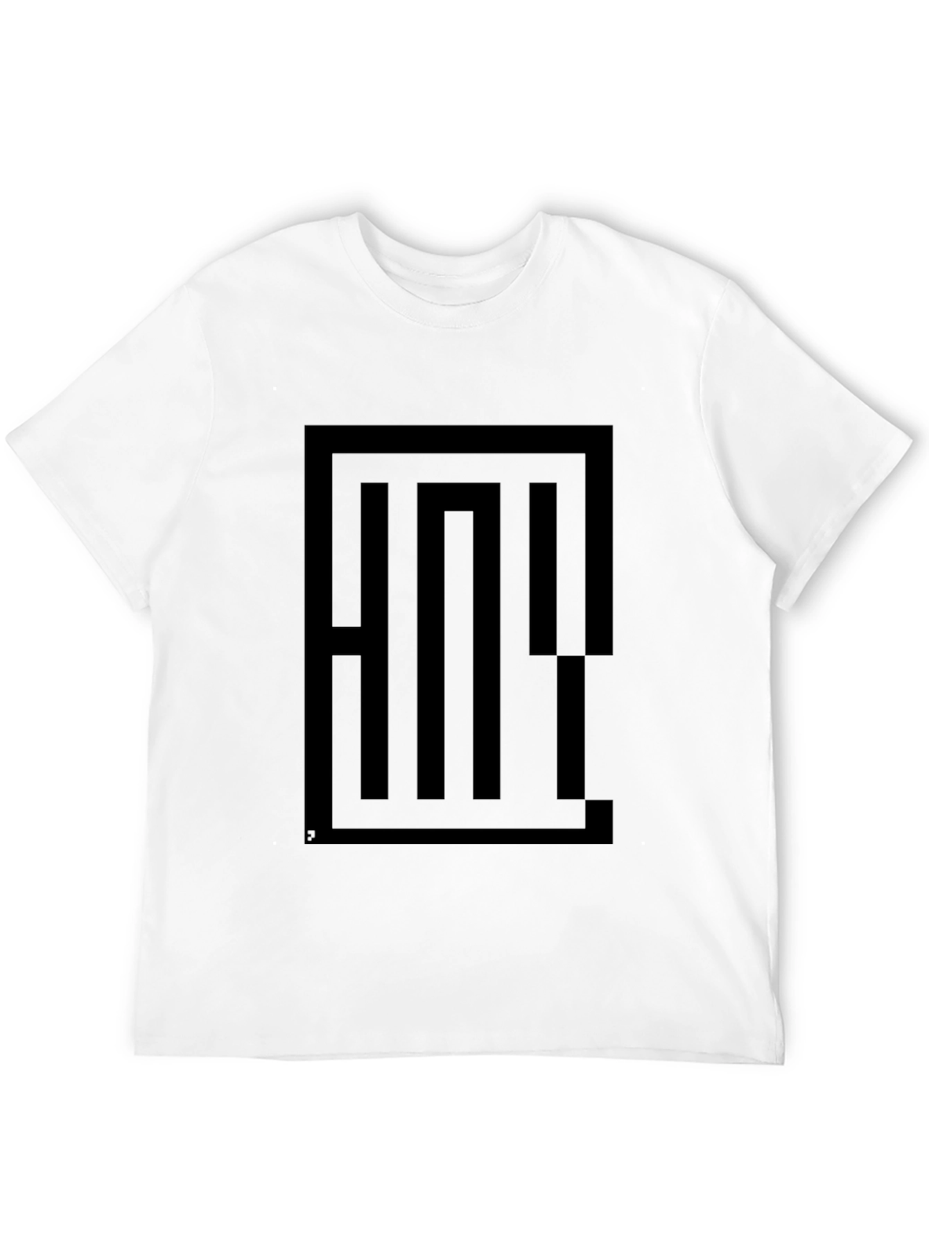 Black Geometric Maze Graphic Tee - Black Cotton Blend view 12