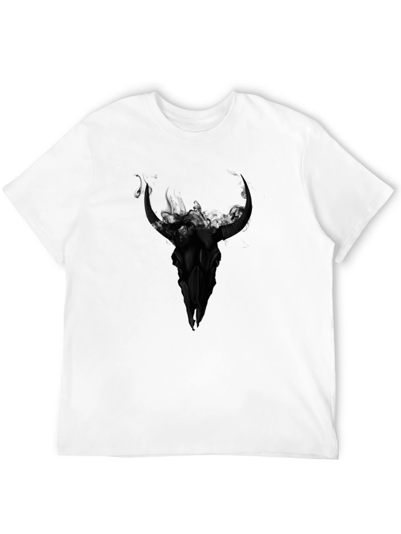 Black Black Bull Skull Graphic Tee - Dark Aesthetic T-Shirt view 12