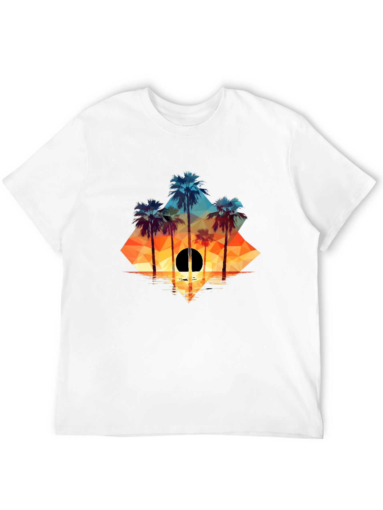 Black Geometric Palm Sunset Tee view 12