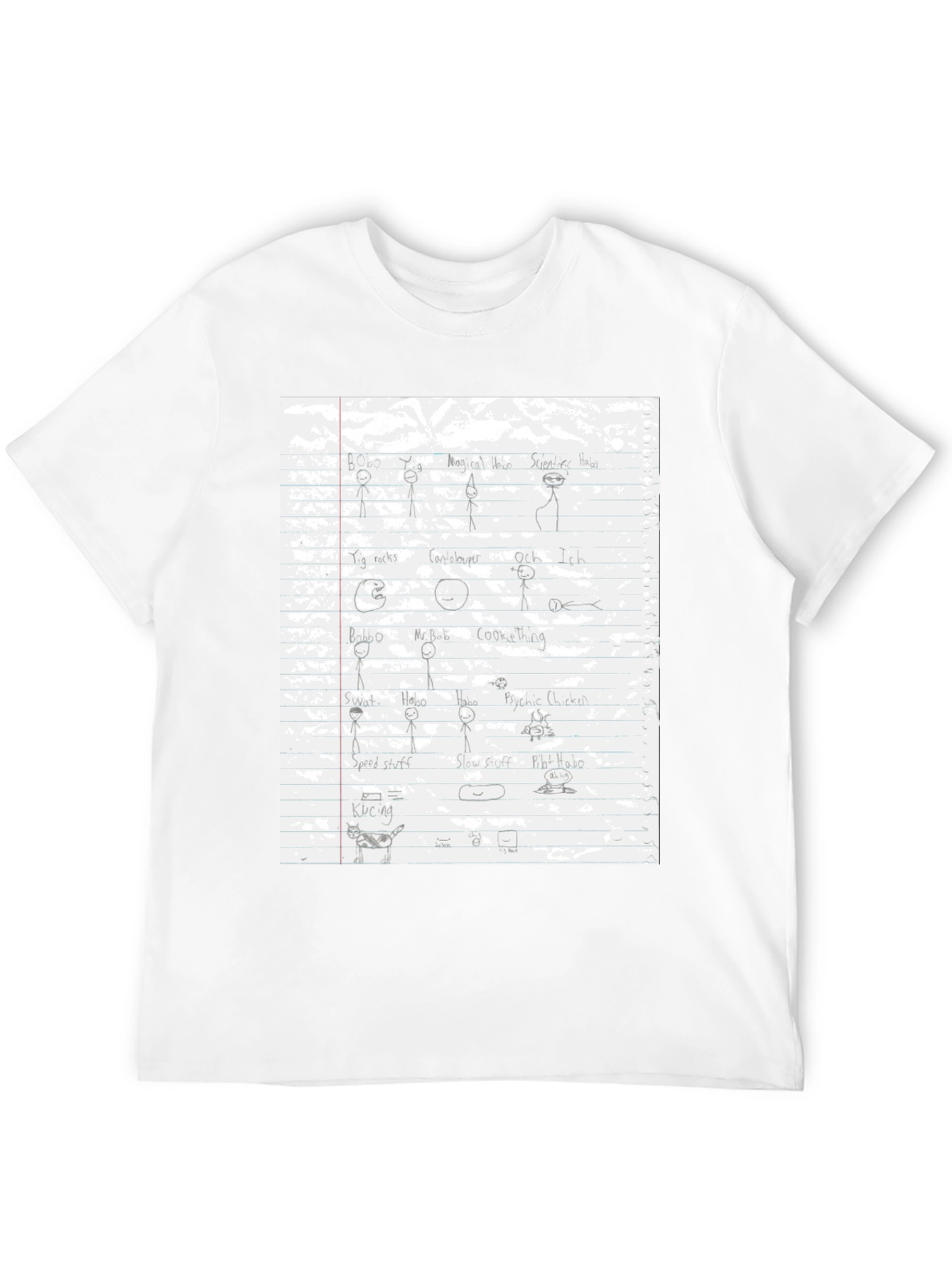 Black Hand-Drawn Doodle Tee - Stick Figures & Quirky Art view 12