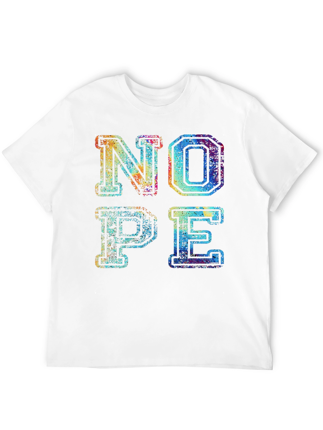 Black Retro "NOPE" Graphic Print Men's T-Shirt view 12