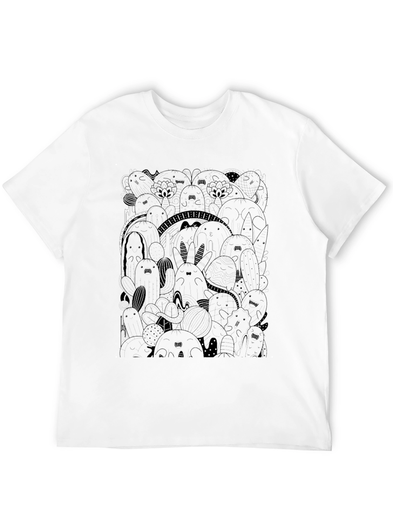 Black Men's Black Doodle Graphic Print T-Shirt view 12