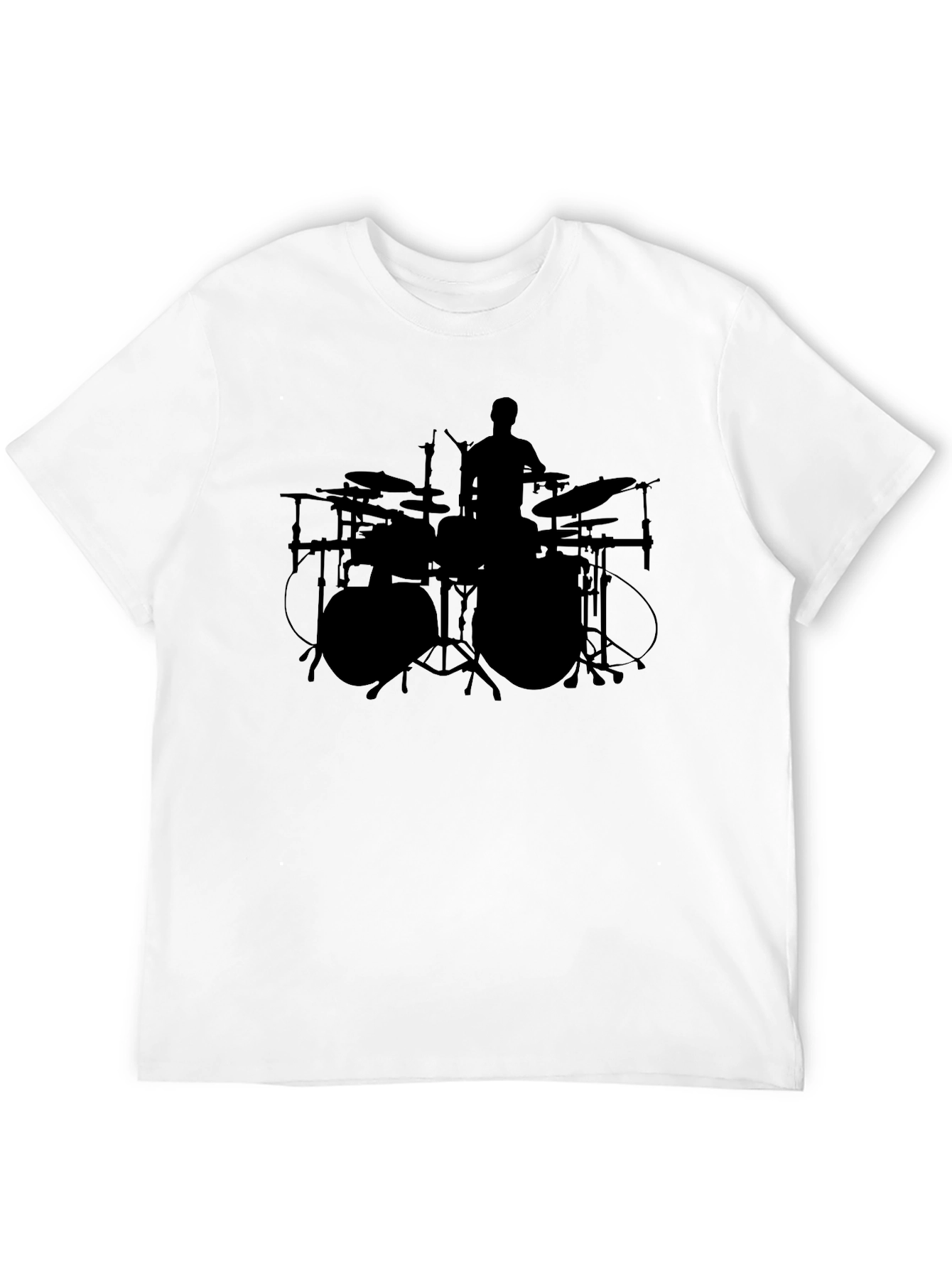 Black Drummer Silhouette Graphic Tee - Black Cotton Crew Neck view 12