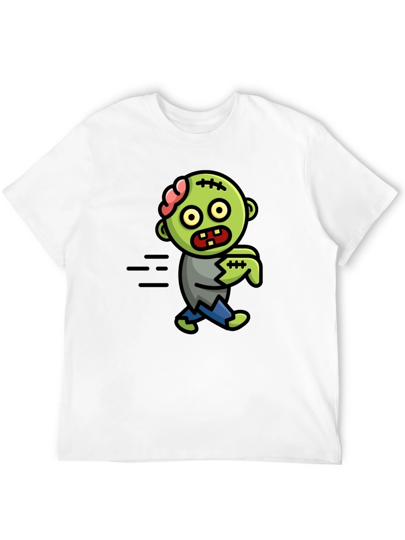 Black Zombie Cartoon Black T-Shirt view 12