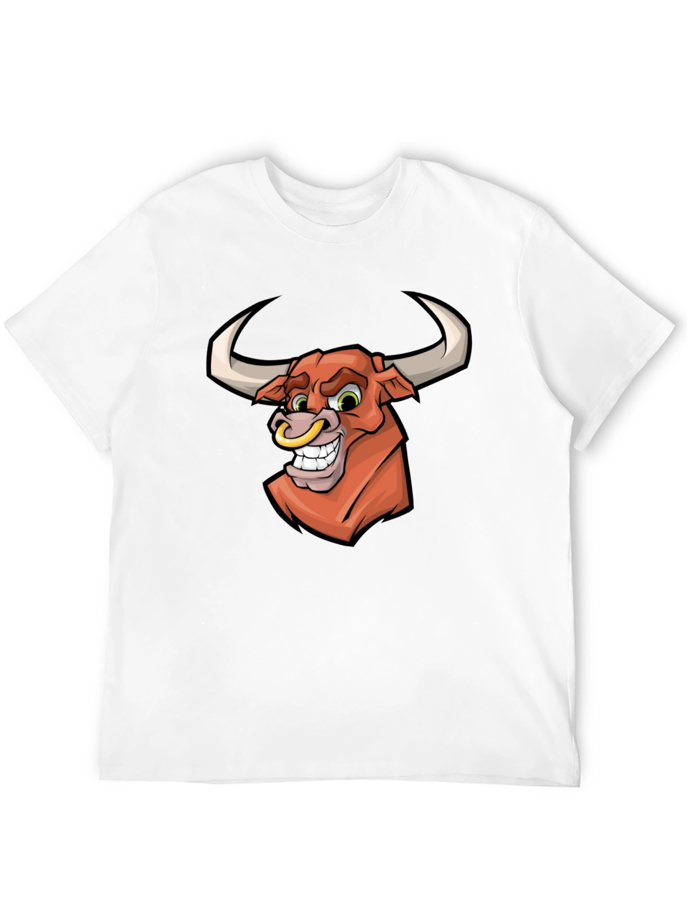 Black Cartoon Bull Graphic T-Shirt - Black view 12