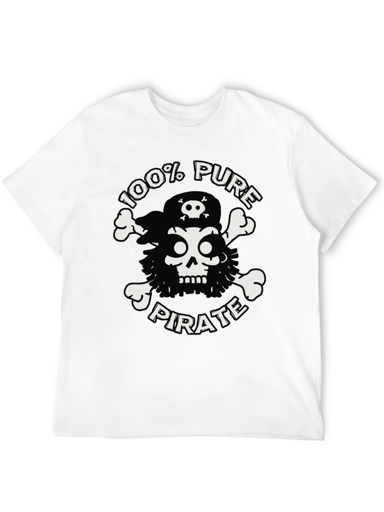 Black 100% Pure Pirate Skull & Crossbones Black T-Shirt view 12