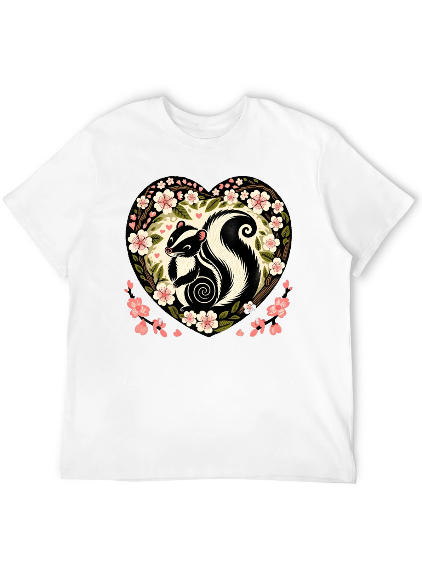 Black Skunk Heart Floral Graphic Tee view 12