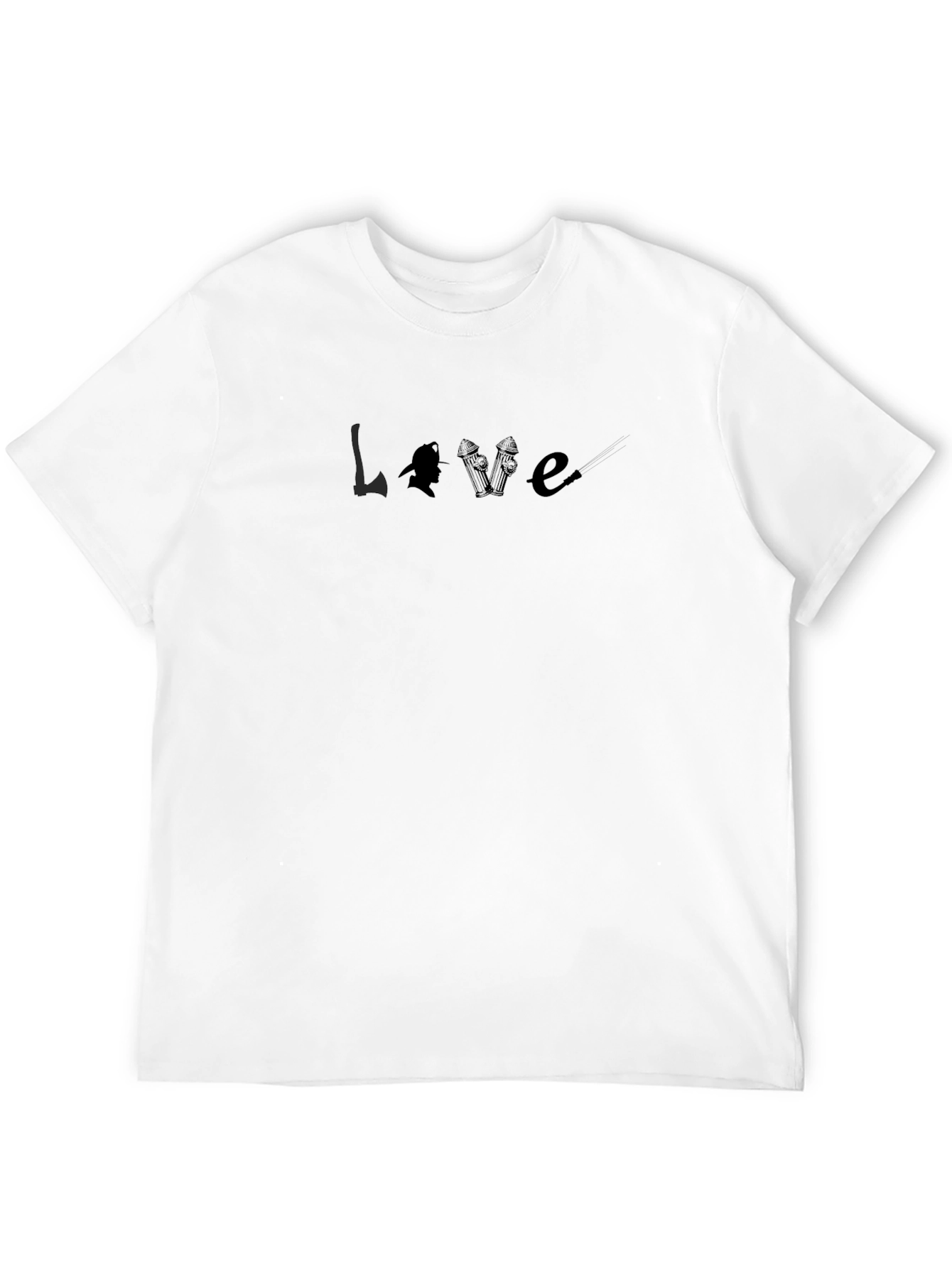 Black Firefighter Love Graphic Tee - Black Crew Neck Shirt view 12