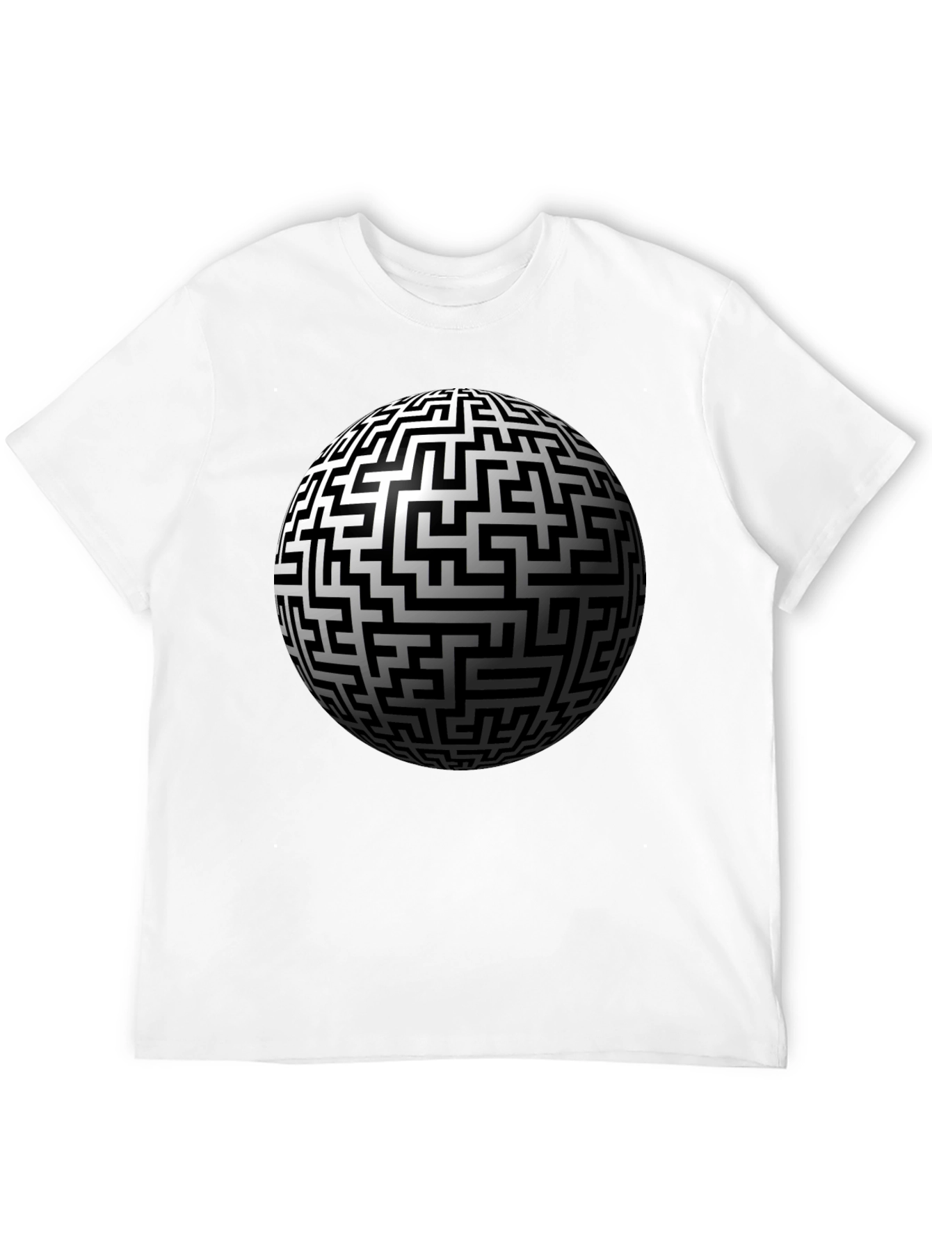 Black Maze Sphere Graphic Tee - Black Cotton Casual Wear view 12