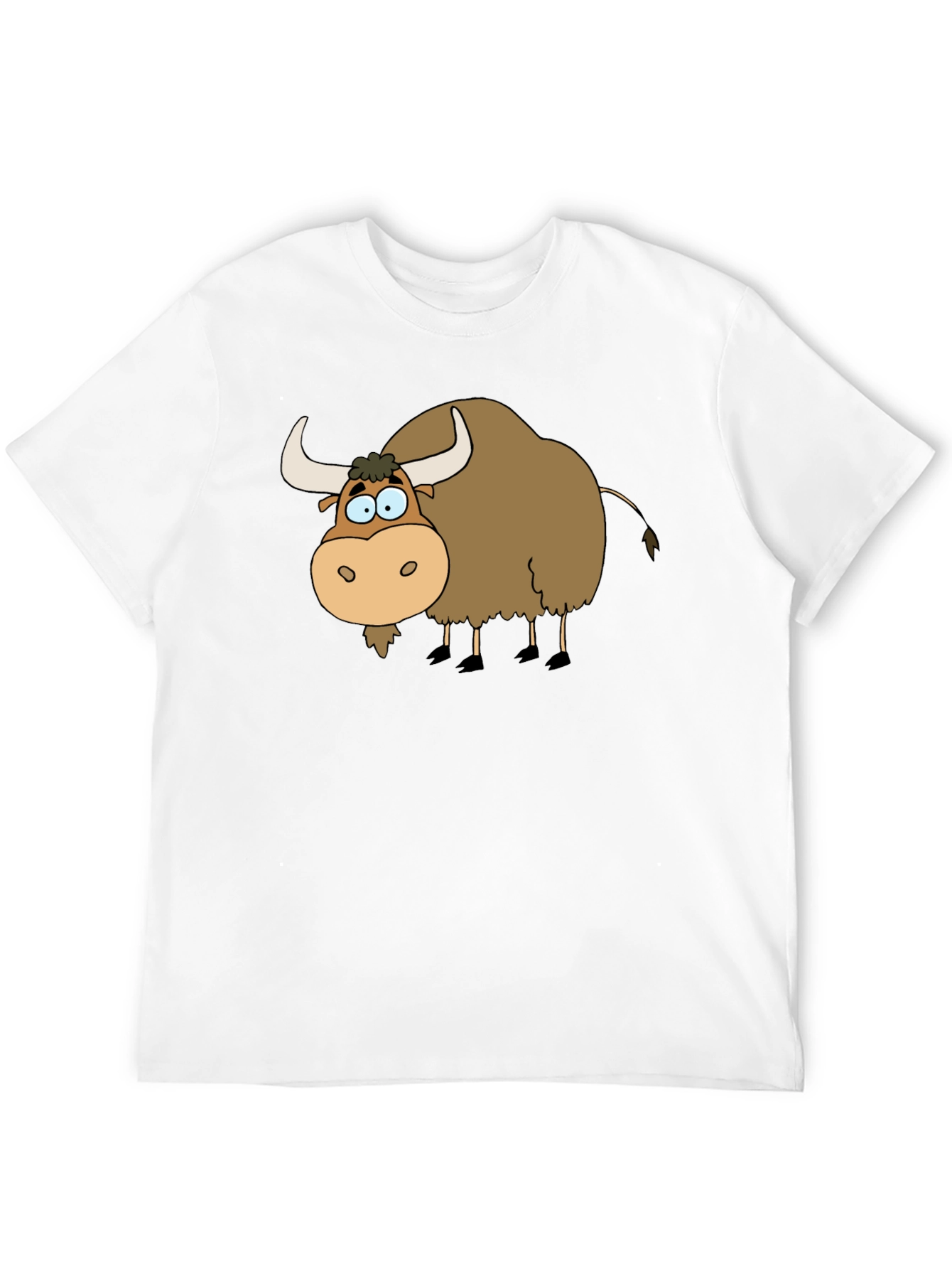 Black Cartoon Yak Graphic Tee - Black Cotton T-Shirt view 12