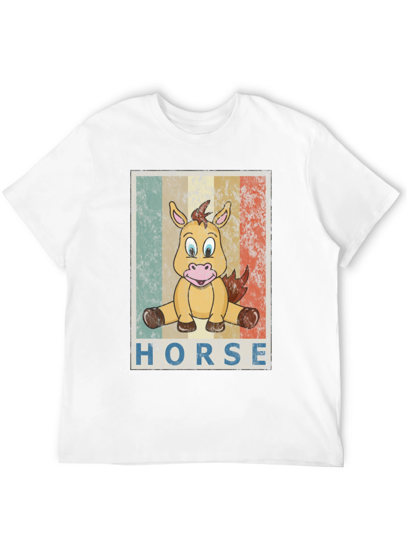 Black Cartoon Horse Graphic Tee - Unisex Black T-Shirt view 12