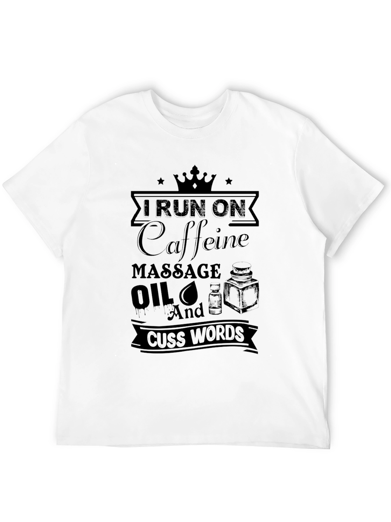 Black Funny Massage Therapist T-Shirt - Caffeine & Cuss Words view 12