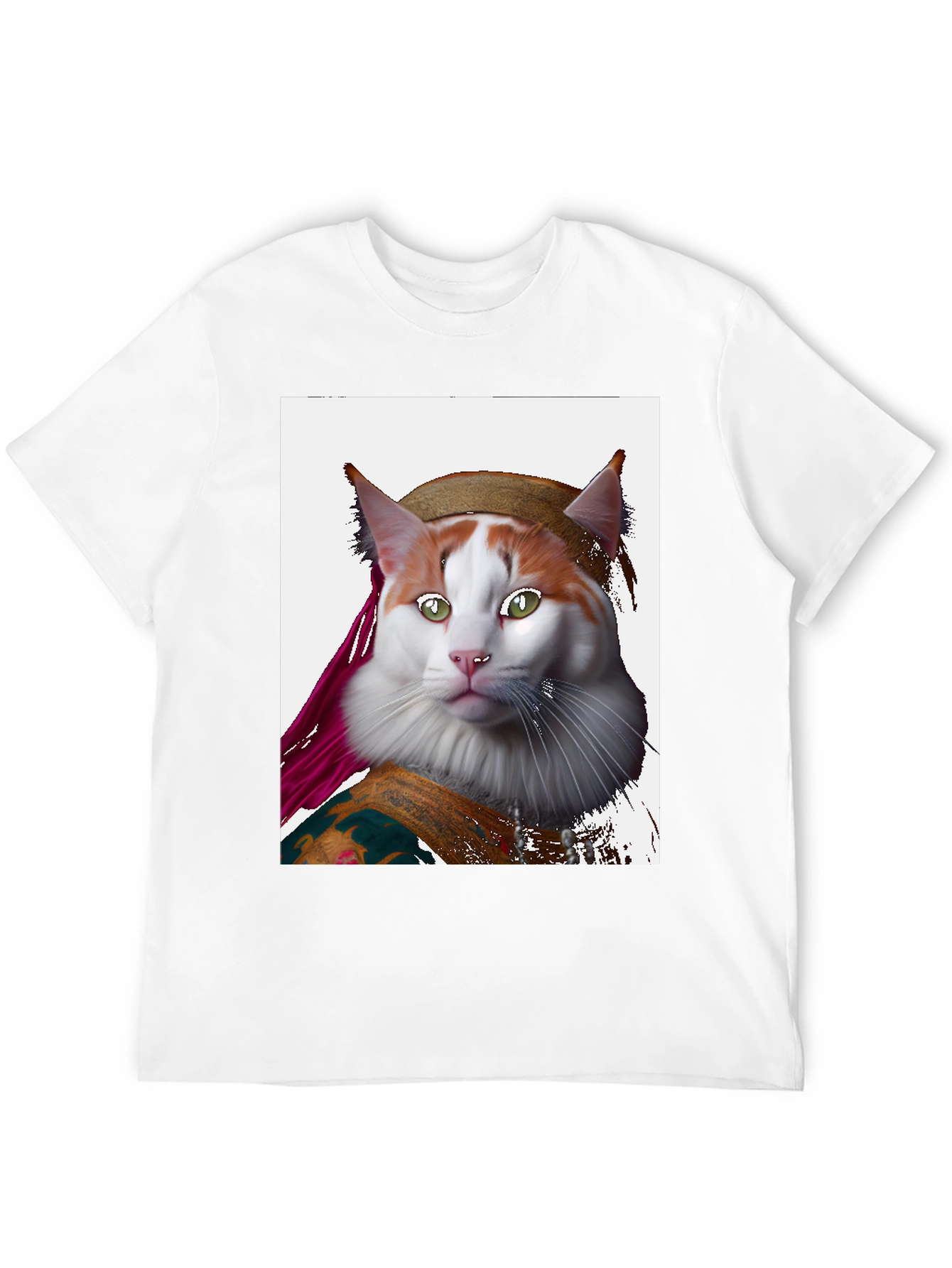 Black Mona Lisa Cat T-Shirt - Artful Feline Portrait view 12