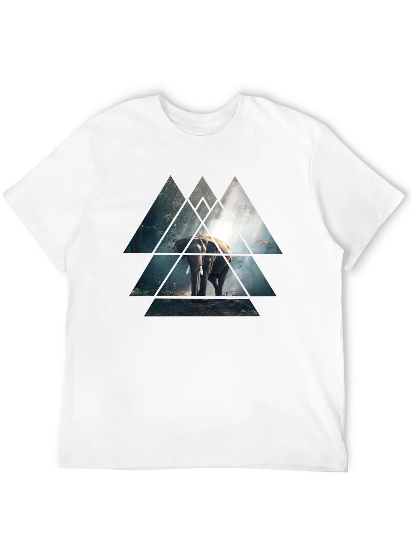 Black Elephant Triangle Graphic Black T-Shirt view 12