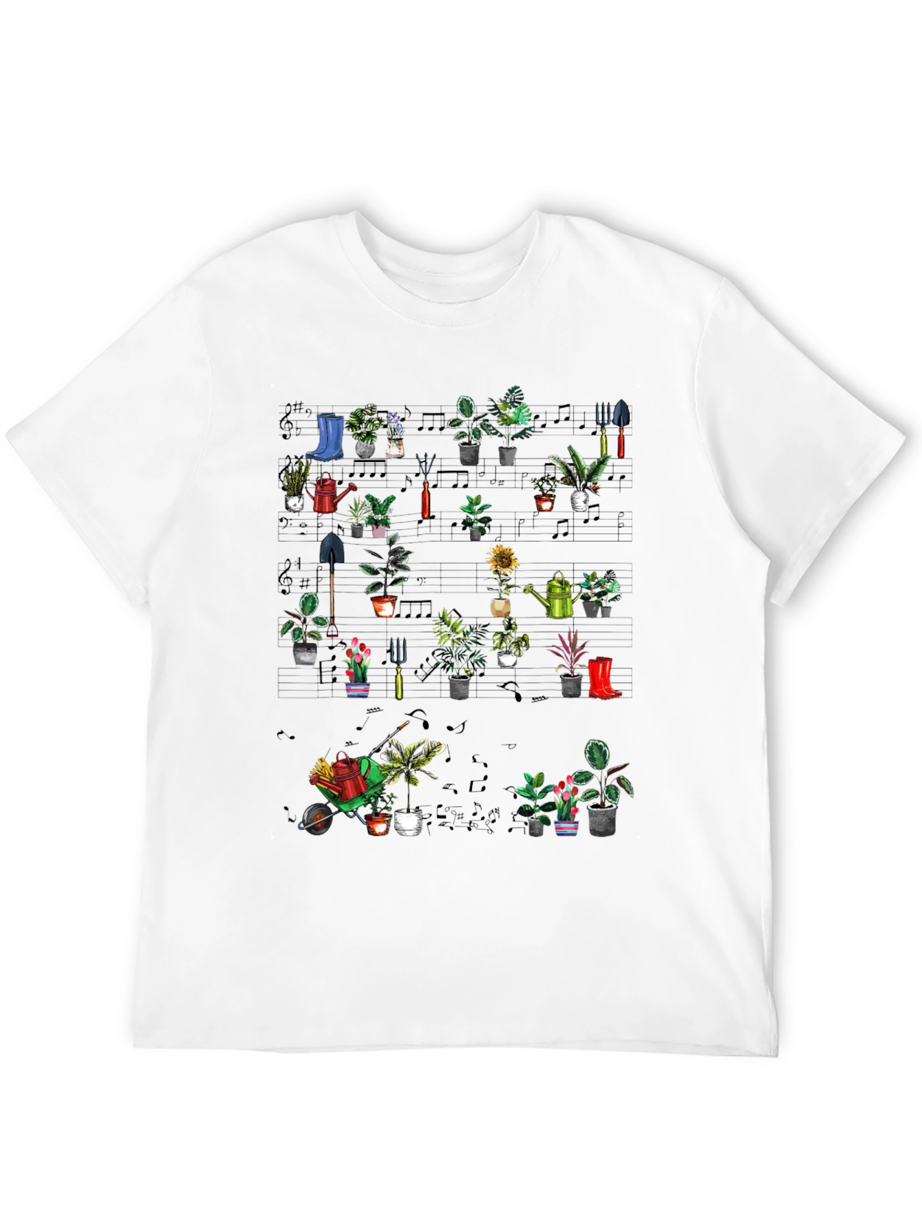 Black Gardening Plants Music T-Shirt view 12