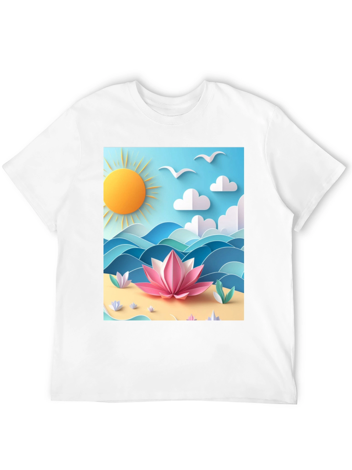 Black Black Tee with Beach Lotus Graphic view 12