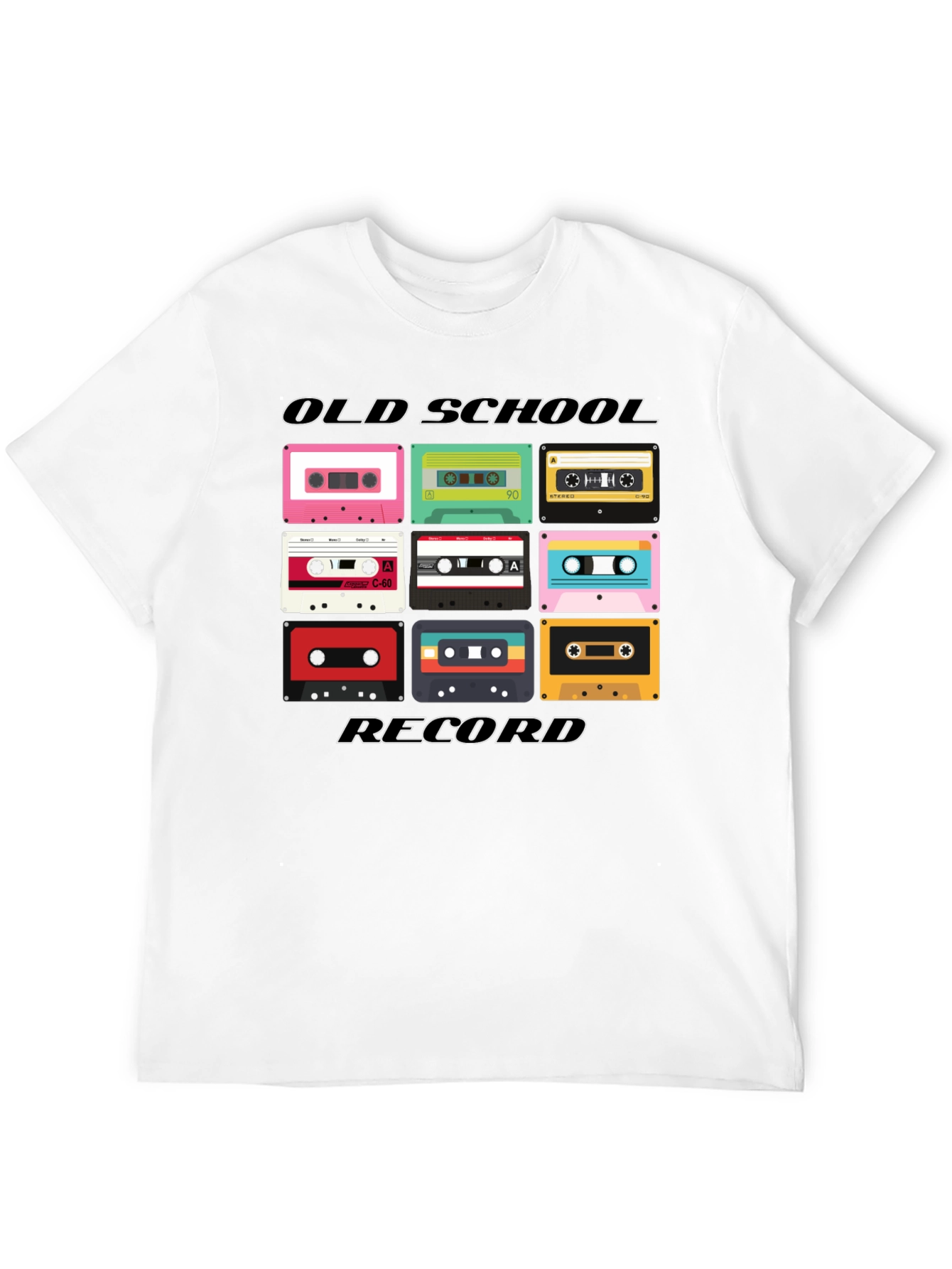 Black Retro Cassette Tape Old School Record Black T-Shirt view 12
