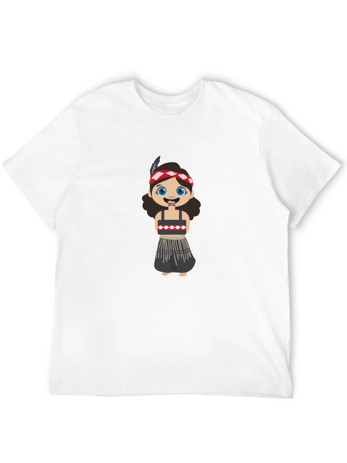 Black Maori Girl Cartoon Graphic Tee - Black view 12
