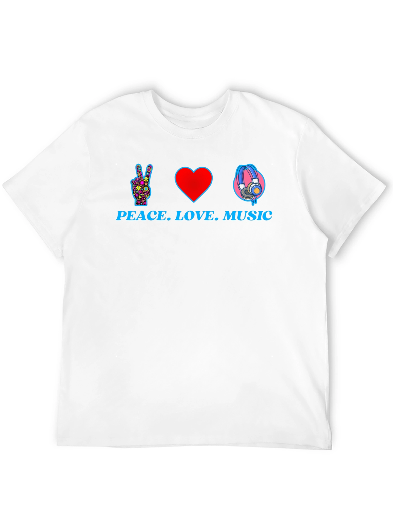 Black Peace Love Music Graphic T-Shirt - Black view 12