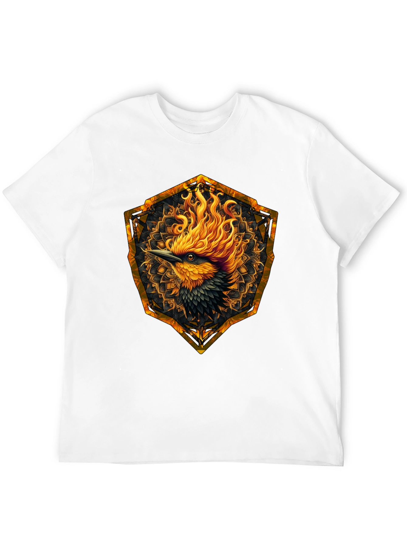 Black Fiery Phoenix Graphic Tee - Black Cotton Blend view 12