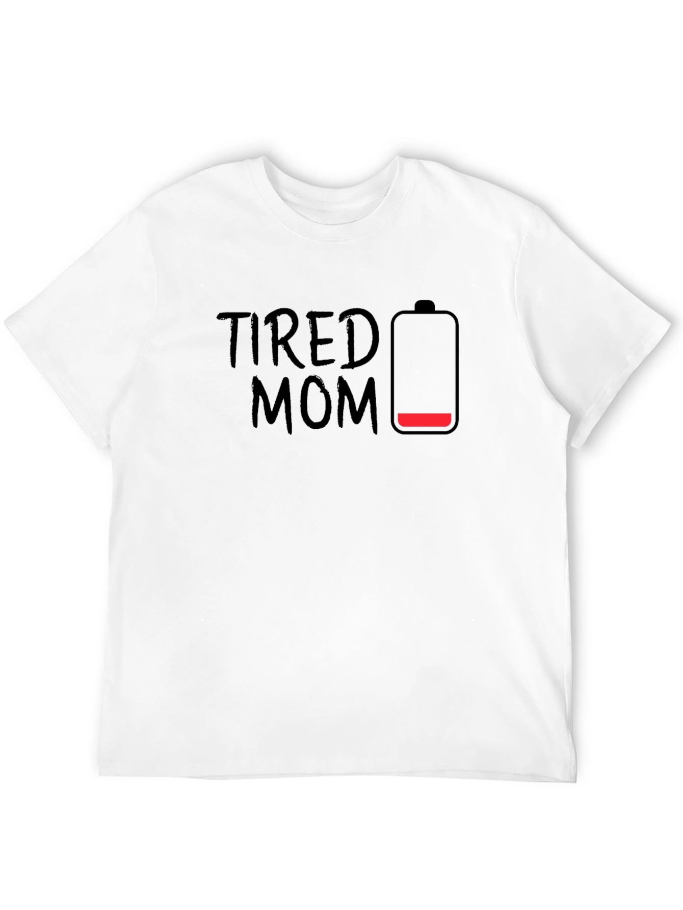 Black Tired Mom Low Battery Black T-Shirt view 12
