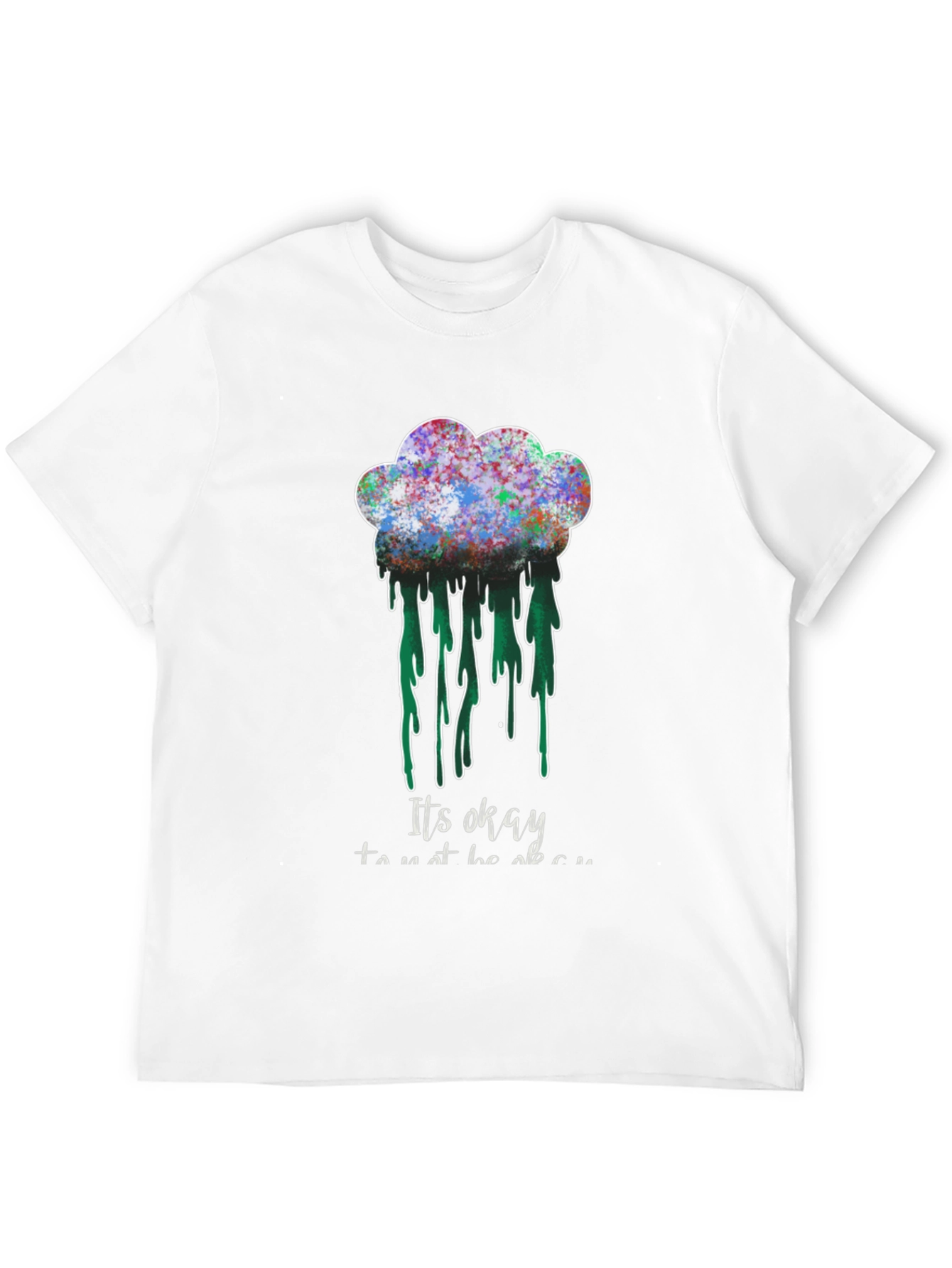 Black It's Okay T-Shirt - Colorful Cloud Design view 12