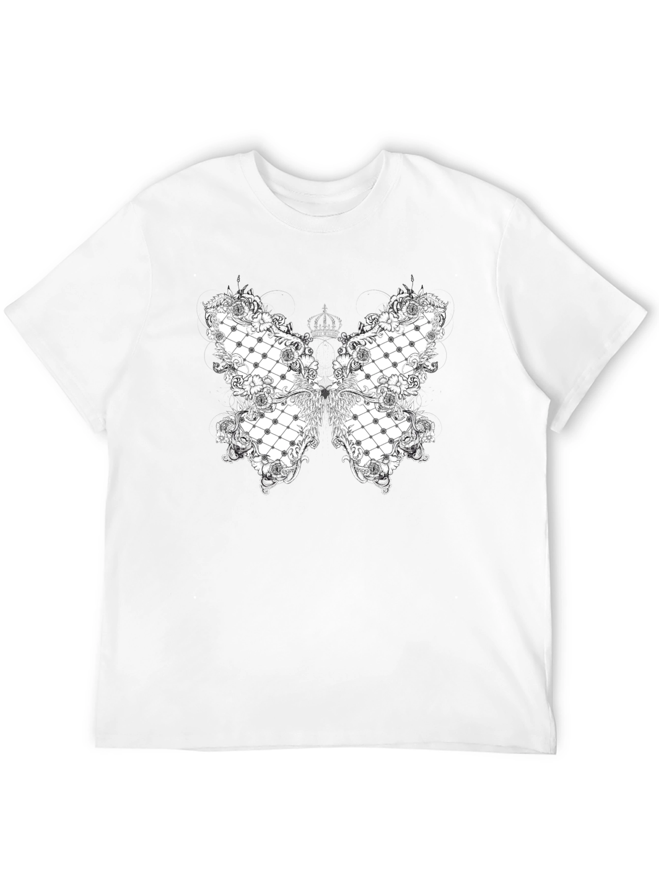 Black Elegant Butterfly Crown Graphic Tee view 12
